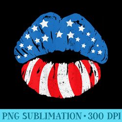s 4th july day kissing lips kiss cute usa flag - shirt clipart free png
