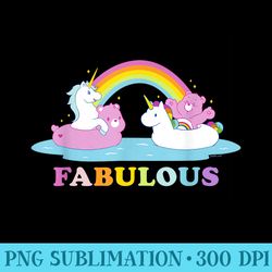 care bears rainbow fabulous with cheer bear and unicorn - png sublimation
