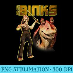 star wars jar jar binks combat pose big head background - png download illustration