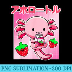 axolotl strawberry milk carton pink kawaii japanese anime - mug sublimation png