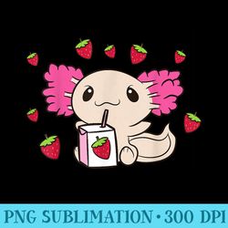 axolotl drinking strawberry milk kawaii axolotl - png download template