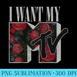 mtv i want my mtv floral box raglan baseball - high quality png files