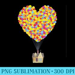 disney pixar up heart shaped balloons flying house - high resolution png designs