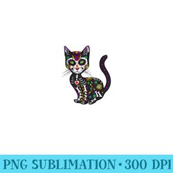 cute sugar skull mexican cat halloween day of the dead - unique sublimation patterns