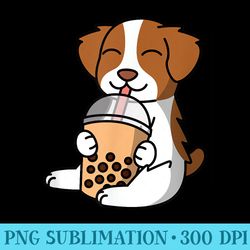 boba bubble milk tea brittany spaniel dog - sublimation patterns png