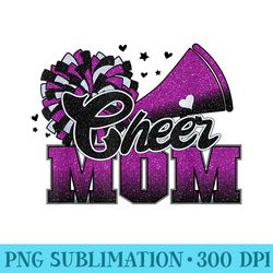 football cheer mom purple black pom leopard - download high resolution png