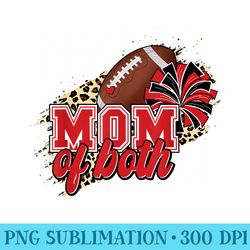 mom of both football and cheer leopard red black - shirt template transparent