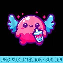 boba tea bubble tea milk tea anime axolotl - mug sublimation png