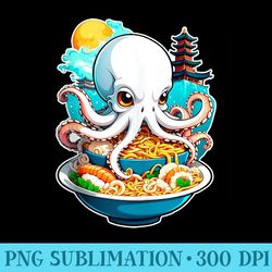 octopus eating ramen food lover funny design - png graphics download