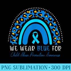 we wear blue child abuse prevention month leopard rainbow - download png files