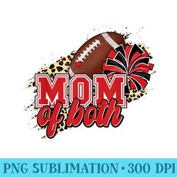 mom of both football and cheer leopard red black - high quality png files