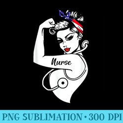 nurse vet strong woman american flag hair band - shirt drawing png