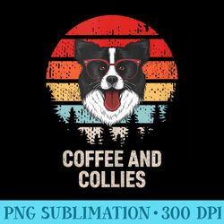 retro coffee and collies rough collie border collie - png download transparent background