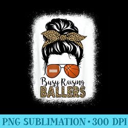 football and basketball mom messy bun busy raising ballers - png download library