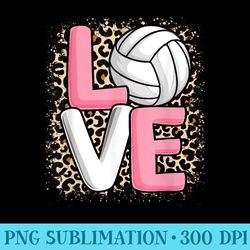 love volleyball leopard print women girls volleyball lover - shirt illustration png