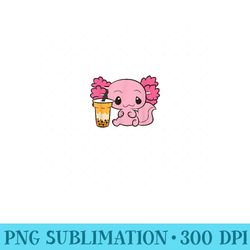 cute axolotl with bubble tea love axolotls - png design files