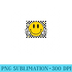 yellow smile face cute checkered peace smiling happy face - png graphics