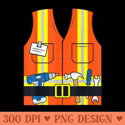 construction worker orange safety vest tools - png design files