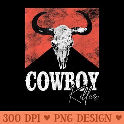 western cowboy killers vintage cowgirl punchy bull skull - printable png graphics