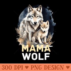 mama wolf baby wolf love mom and mothers day - png download