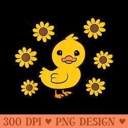 cute duck summer sunflower kawaii duck - png graphics