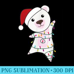 polar bear christmas santa claus lights polar bears - png download vector