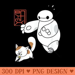 disney big hero 6 baymax chasing mochi cute shot - png art files