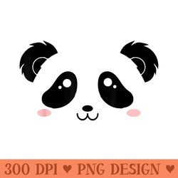 cute panda bear black white kawaii cartoon animal face - digital png downloads