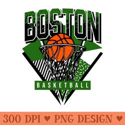 boston basketball 90s throwback - unique png artwork