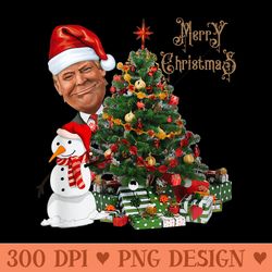 funny trump wearing santa hat merry christmas pajamas - png clipart