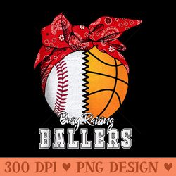 busy raising ballers baseball basketball - png download