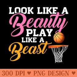 womens like a beauty play like a beast funny basketball - printable png graphics