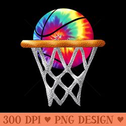 basketball tie dye retro hippie trippie rainbow swirl player - high resolution png designs