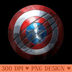 marvel captain america shield with black panther claw slash - png download