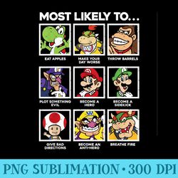 super mario most likely to character box up - unique png artwork