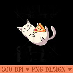 easily distracted by cats and pizza kawaii cat lovers - png prints