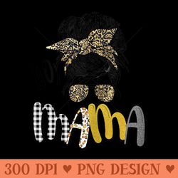 mama mom of messy bun leopard print graphic - png art files