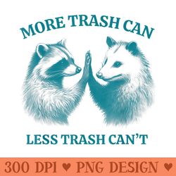 more trash can less trash cant funny raccoon opossum meme - png clipart