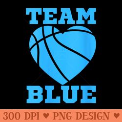 team blue gender reveal team basketball heart - png image download