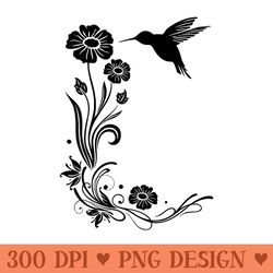 summer . hummingbird with flowers colibri. - png graphics