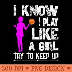 i know i play like a girl t funny basketball quote - digital png downloads
