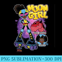 marvel moon girl and devil dinosaur roller skate super hero - unique sublimation png download