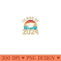 class of 2024 graduation hat retro - png graphics