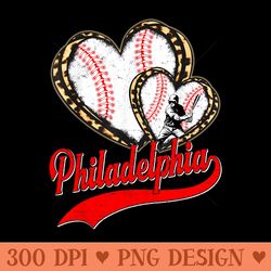 vintage philadelphia baseball leopard heart baseball fans - beautiful png download