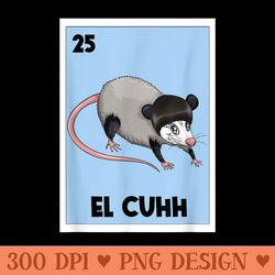 opossum lover trash eater el cuhh mexican bingo game card - clipart png