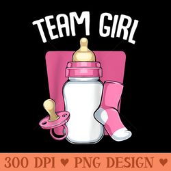 team girl pink funny gender reveal baby shower party family raglan baseball - png design assets