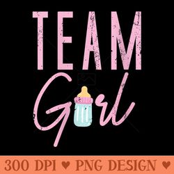 s girl baby announcement gender reveal team girl - design png template