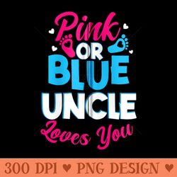 pink or blue uncle loves you gender reveal baby shower - png graphics