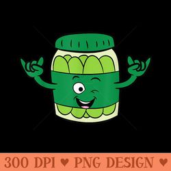cute pickle jar kawaii pickles hands up funny pickles - ready to print png designs