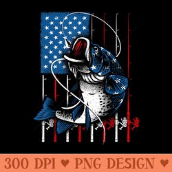 cool fishing for american flag usa fish lover - png graphics